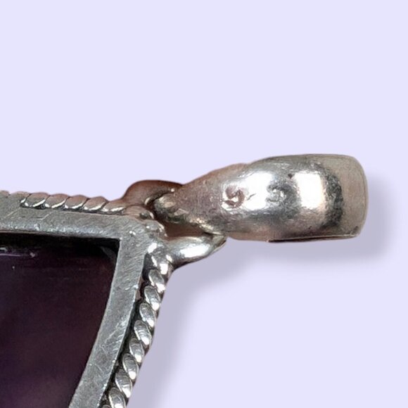 Vintage 925 Amethyst Cabochon Pendant - Picture 7 of 10